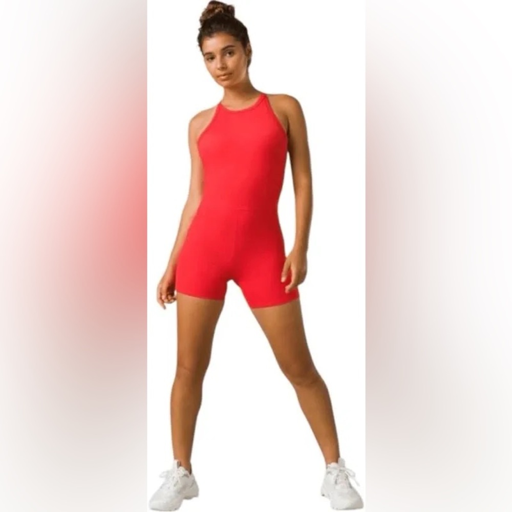 PrAna Becksa Shortie Romper- Carmine Red Heather size medium
